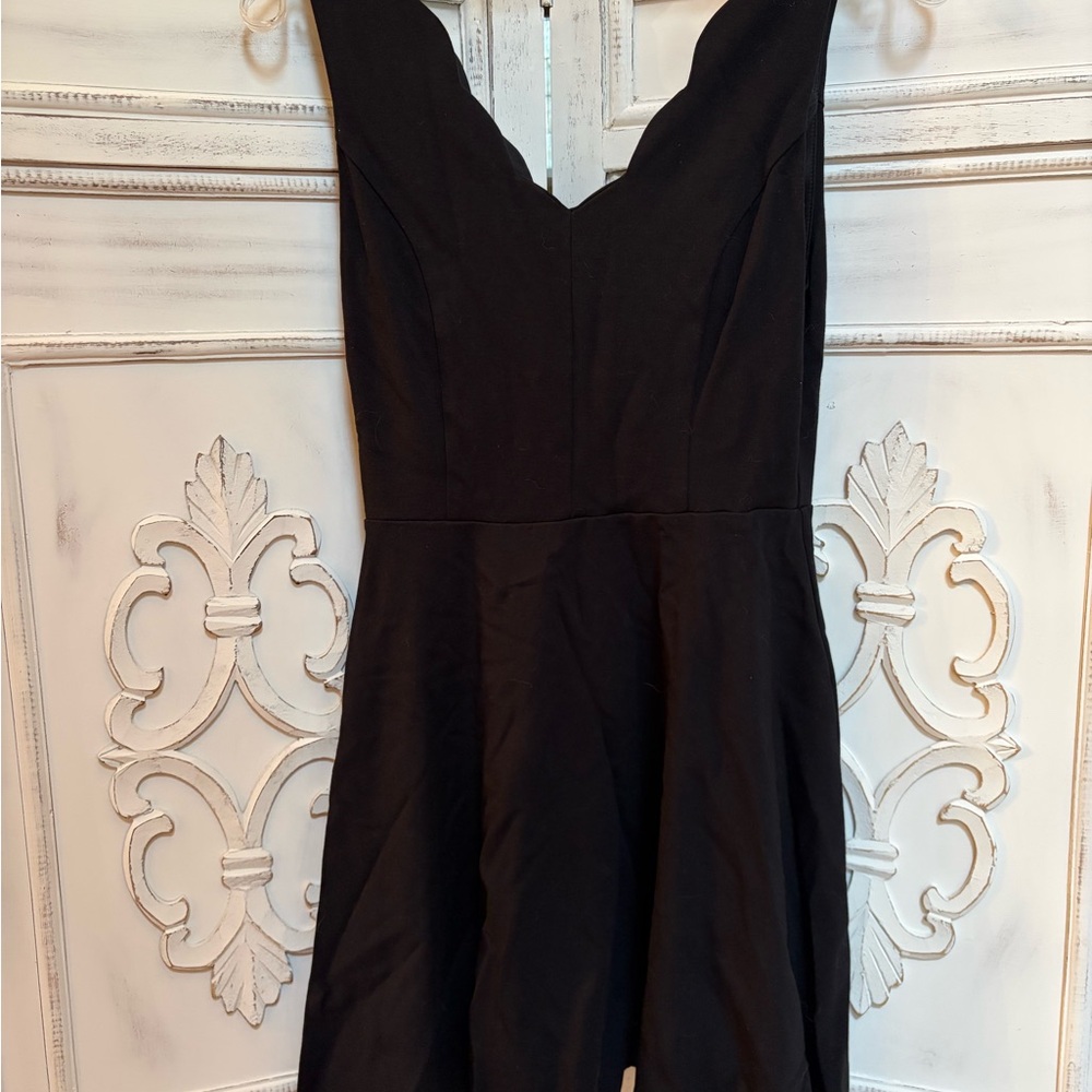 Scalloped Black Mini Dress